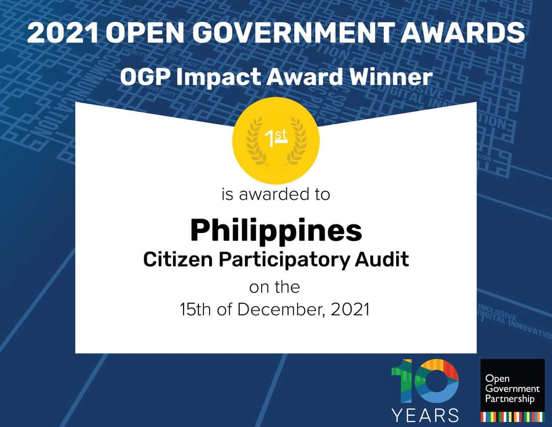 Citizen Participatory Audit wins 2021 OGP GLOBAL SUMMIT IMPACT AWARD, December 15, 2021 – South Korea